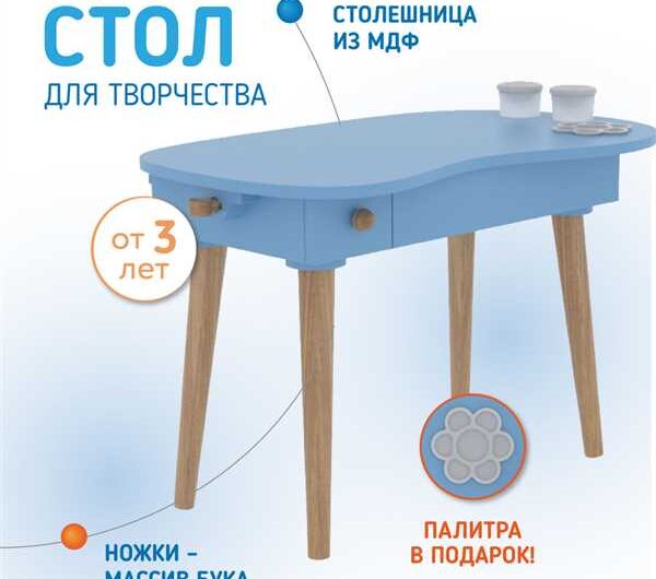 Голубой стол — модный и стильный предмет интерьера