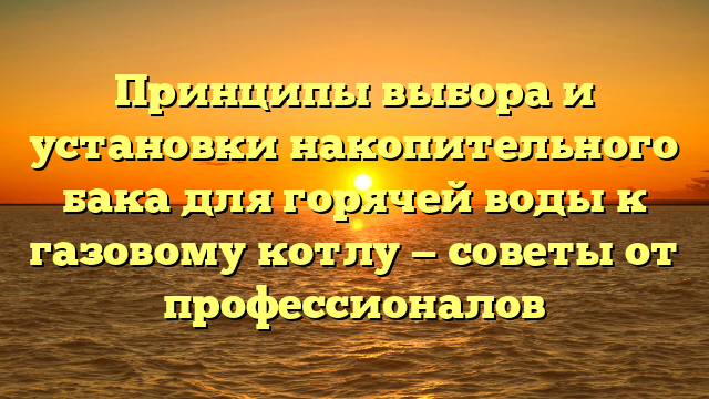 Принципы выбора и установки накопительного бака для горячей воды к газовому котлу — советы от профессионалов