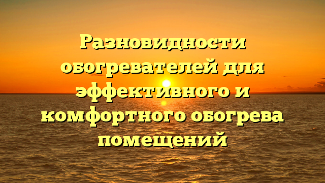 Разновидности обогревателей для эффективного и комфортного обогрева помещений